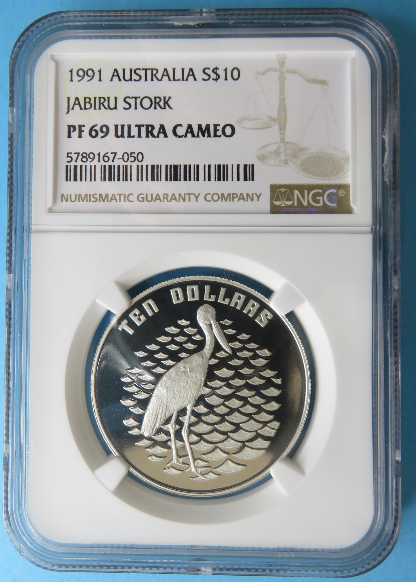 AUSTRALIE - AUSTRALIA - 10 Dollars Proof Jabiru Stork 1991 NGC PF69 ULTRA CAMEO KM.156