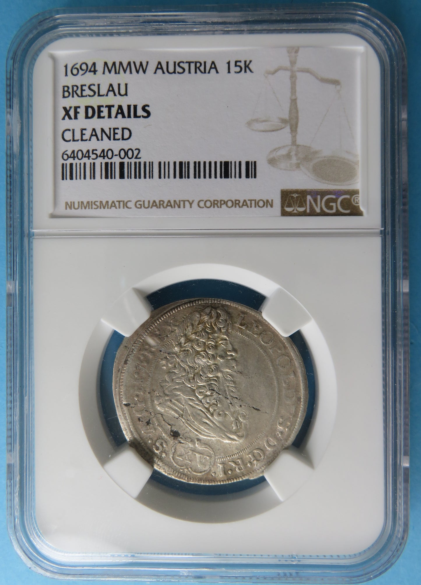 AUTRICHE - AUSTRIA - Breslau - 15 Kreuzer 1694 NGC XF Detail KM.462