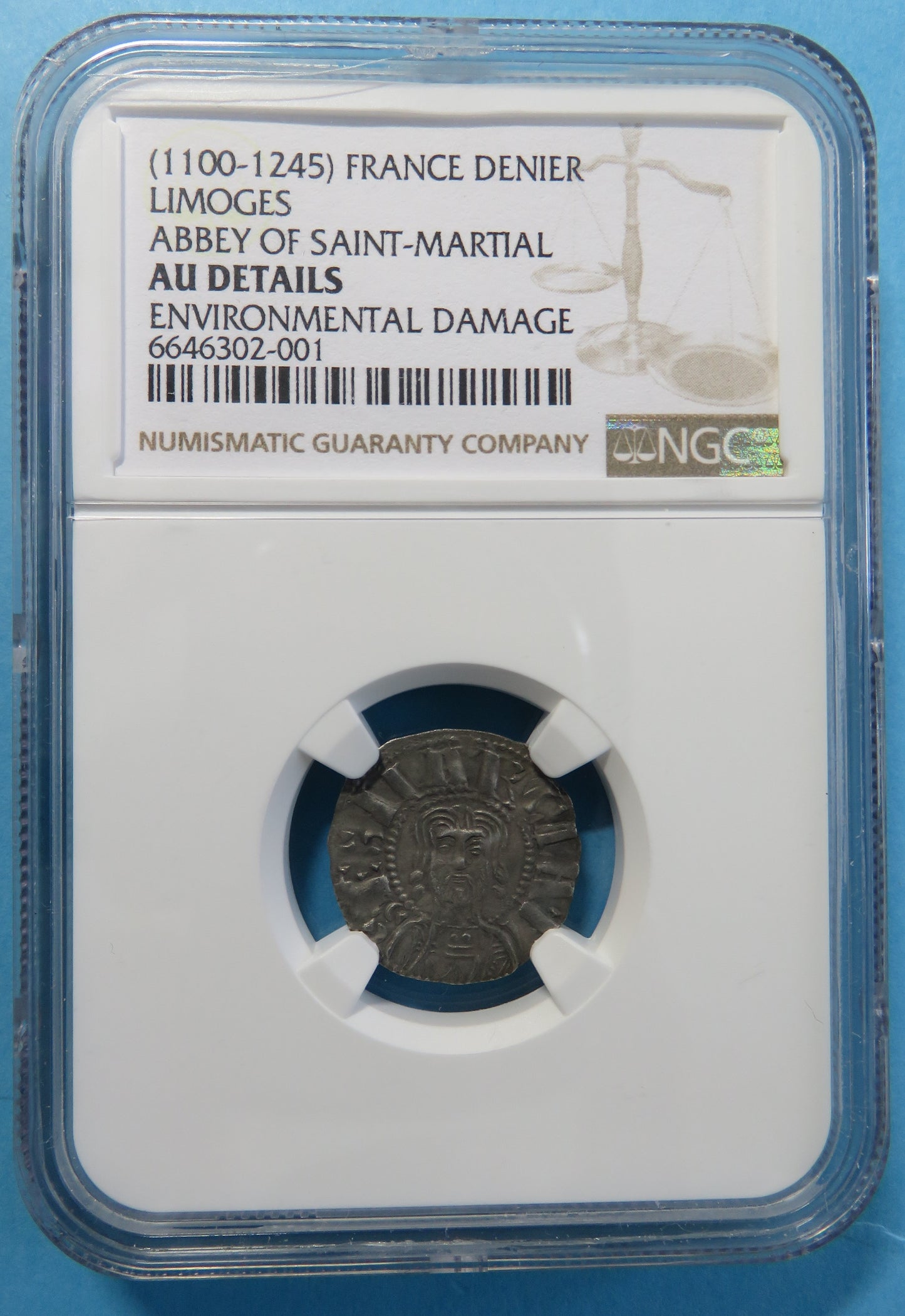 FRANCE - LIMOGES - ABBAYE DE ST MARTIAL - Denier NGC AU Details