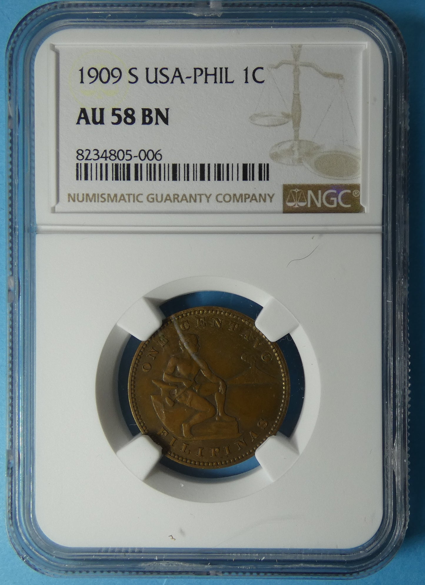 PHILIPPINES - 1 Centavo 1909 KM.163 AU58 BN