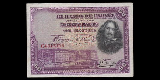 ESPAGNE - 50 Pesetas 1928 P.75b TTB / VF