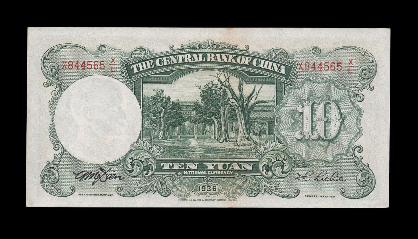 CHINE, Central Bank of China - 10 Yüan 1936 P.214c pr.SUP