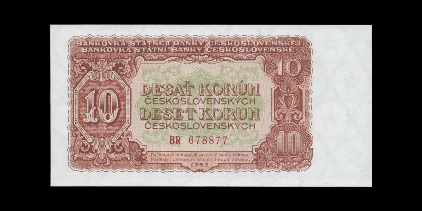 TCHÉCOSLOVAQUIE - CZECHOSLOVAKIA - 10 Korun 1953 P.83a pr.NEUF / UNC-