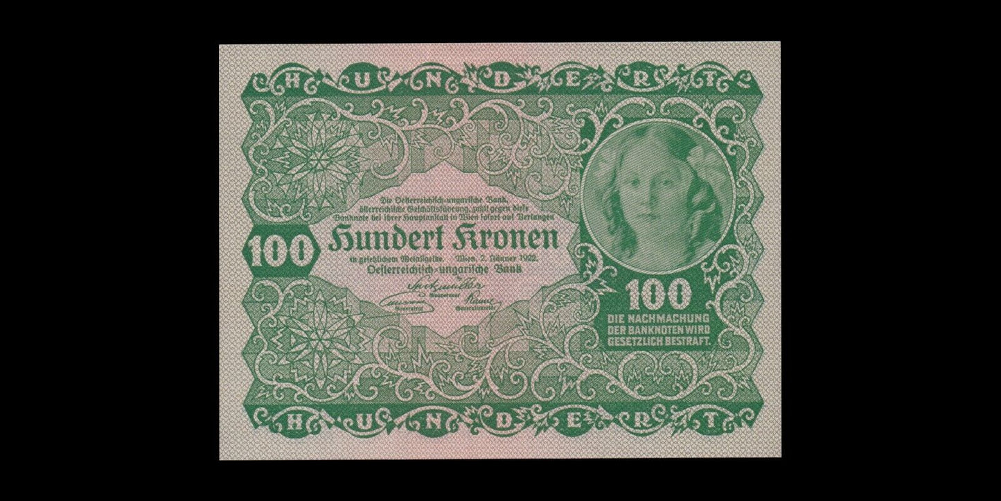 AUTRICHE - 100 Kronen 1922 P.77 SPL+ / UNC-