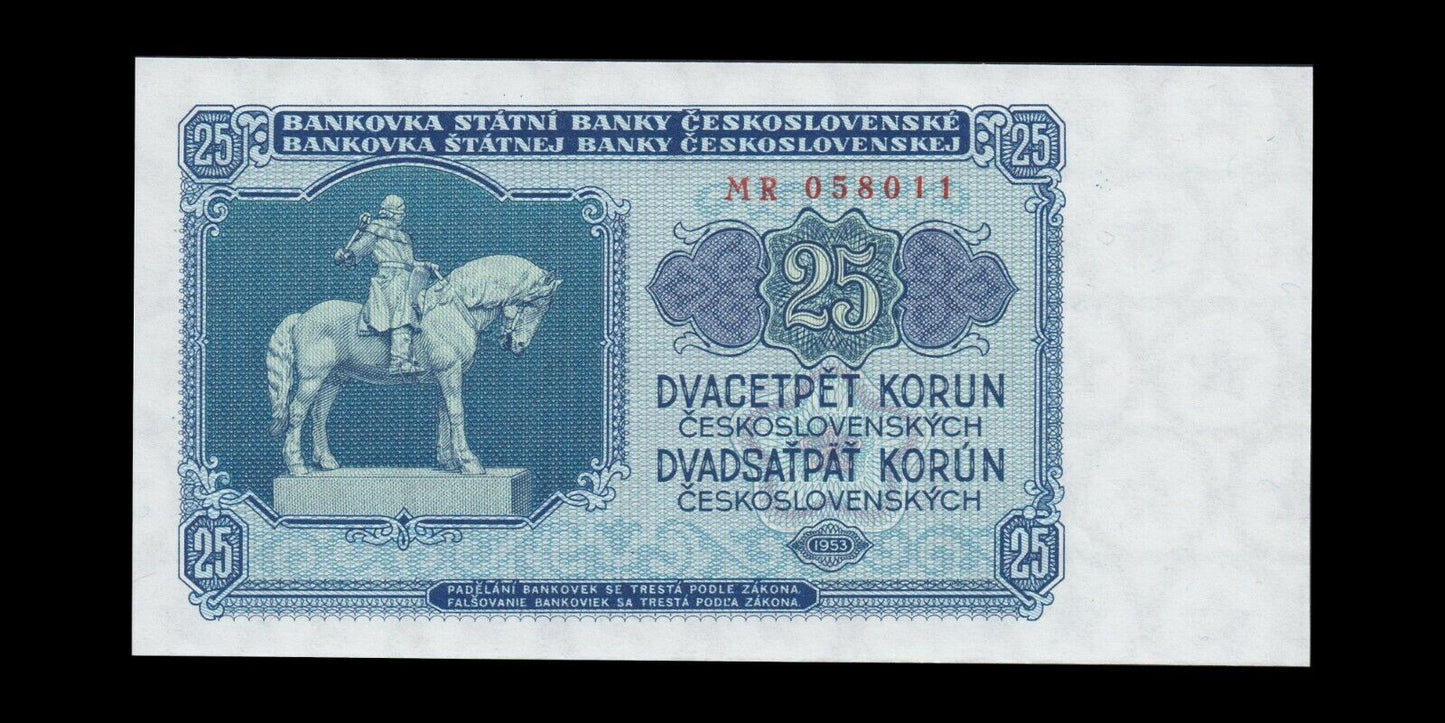 TCHÉCOSLOVAQUIE - 25 Korun 1953 P.84b NEUF / UNC