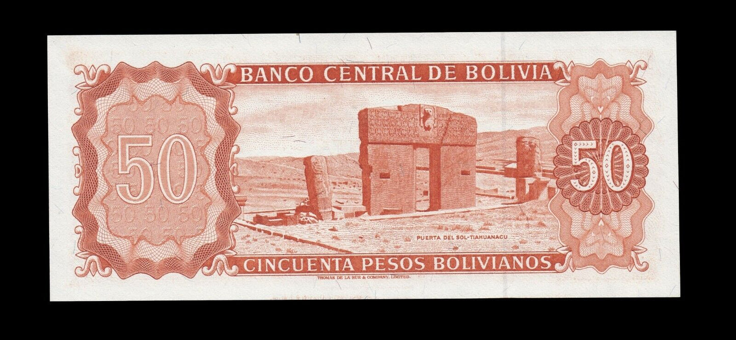 BOLIVIE - 50 Pesos Bolivianos 1962 P.162a SPL+