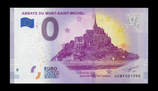 BILLET EURO SOUVENIR TOURISTIQUE 0€ 2020-3 ABBAYE DU MONT-SAINT-MICHEL NEUF