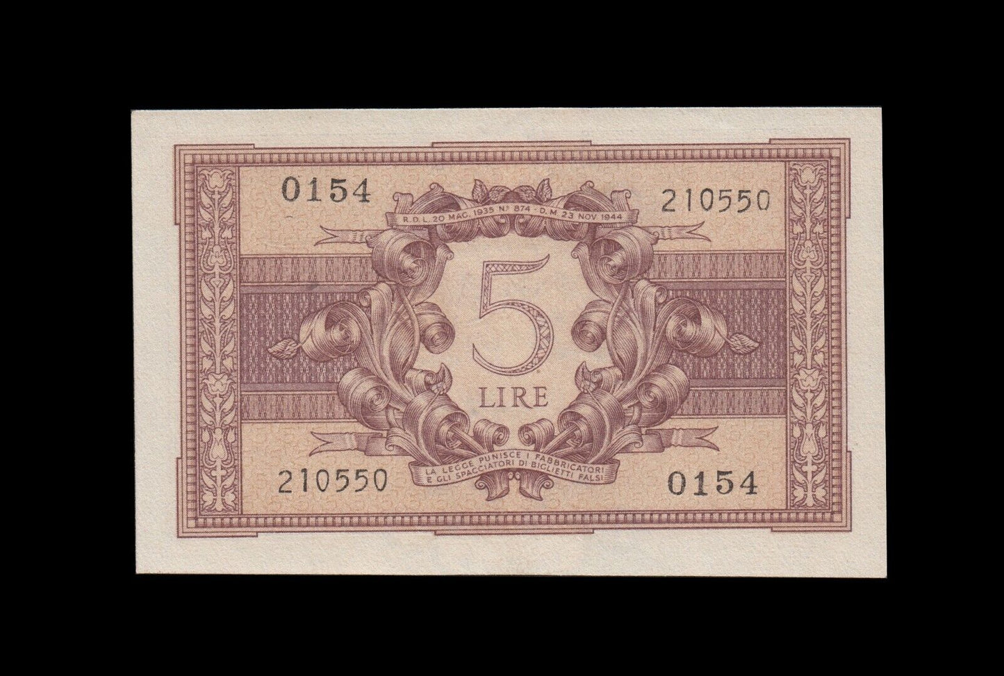 ITALIE - 5 Lire 1944 P.31a pr.NEUF / UNC-