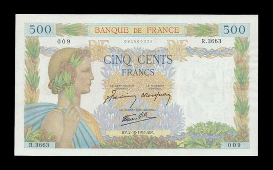 FRANCE - 500 Francs La Paix 1941 F.32.22 P.95b pr.SUP / XF-