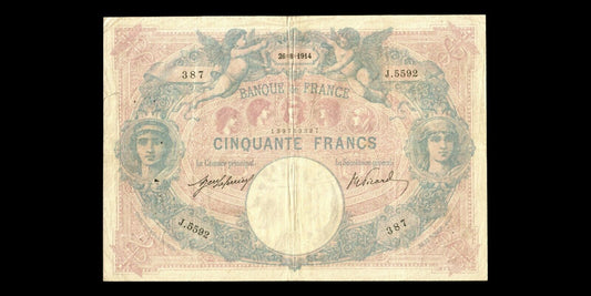 FRANCE - 50 Francs Bleu et Rose 1914 F.14.27, P.64e TB / Fine