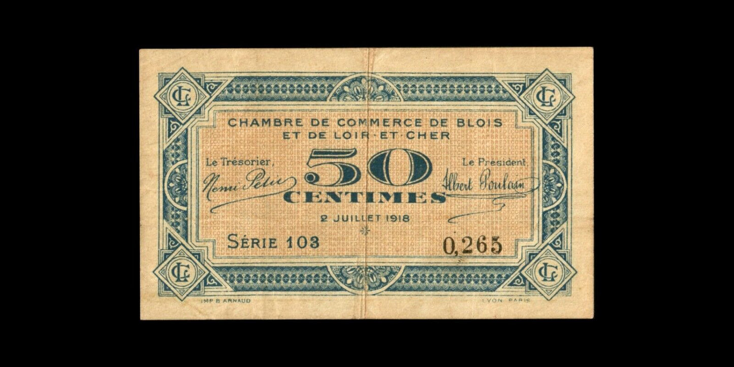 FRANCE - Chambre de Commerce, Blois (Loir-et-Cher) 50 Centimes 1918 JP.28.09 TB