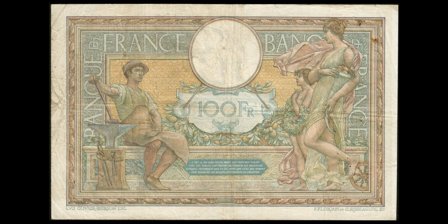 FRANCE - 100 Francs Merson 1909 F.23.01, P.71a TB / Fine