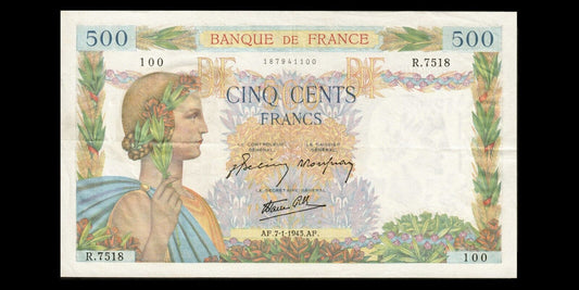 FRANCE - 500 Francs La Paix 1943 F.32.44, P.95b SUP / XF