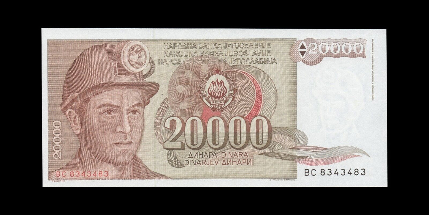 YOUGOSLAVIE - YUGOSLAVIA - 20 000 Dinara 1987 P.95 NEUF / UNC