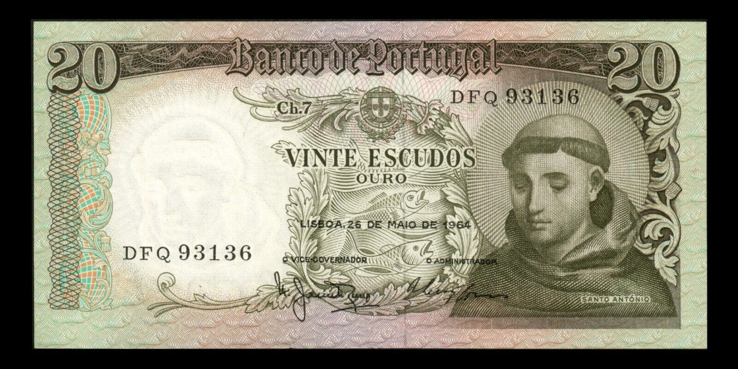 PORTUGAL -  20 Escudos 1964 P.167b NEUF / UNC