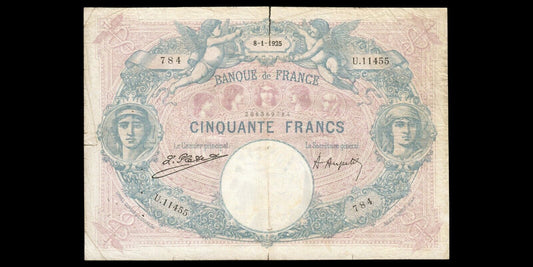 FRANCE - 50 Francs Bleu et Rose 1925 F.14.38, P.64g B / Good