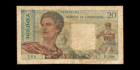 NOUVELLE CALÉDONIE - NEW CALEDONIA - 20 Francs (1954) P.50b B / Good