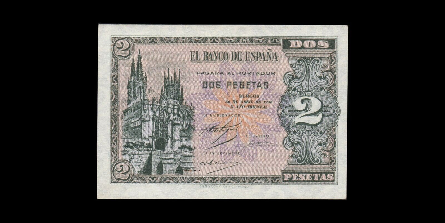 ESPAGNE - SPAIN - 2 Pesetas 1938 P.109a (serie A) SPL / AU