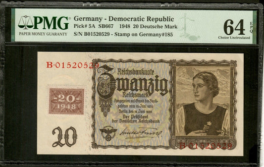 ALLEMAGNE - GERMANY - 20 Mark 1948 P.5A Ro 336 NEUF / PMG Choice Unc 64 EPQ