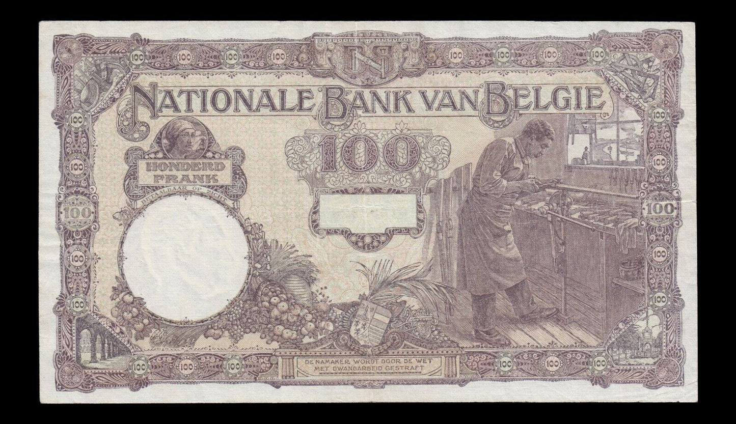 BELGIQUE - BELGIUM - 100 Francs 1921 P.95 pr.SUP / XF-