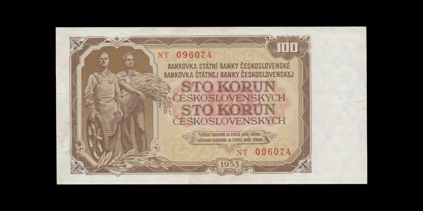 TCHÉCOSLOVAQUIE - CZECHOSLOVAKIA - 100 Korun 1953 P.86b SUP+ / XF+