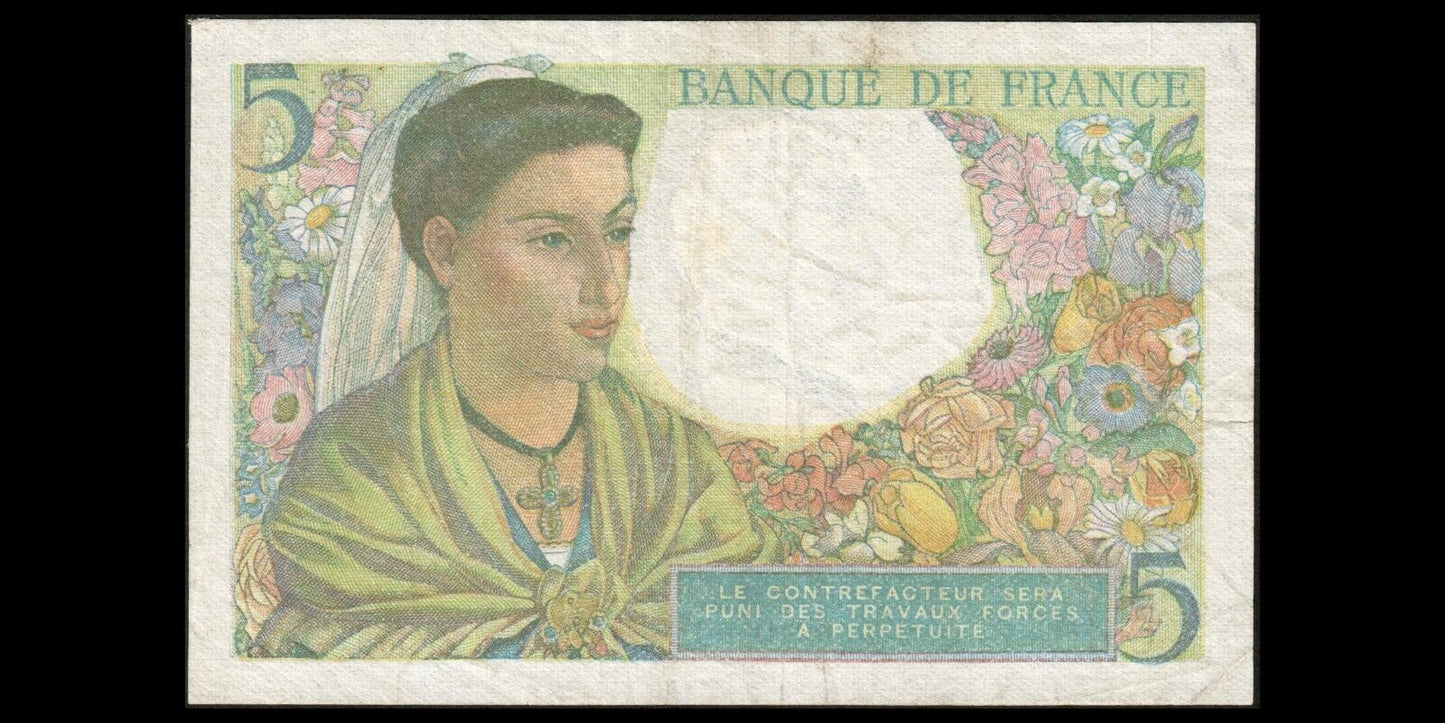 FRANCE - 5 Francs Berger 1943 F.05.02, P.98a TB+ / F+