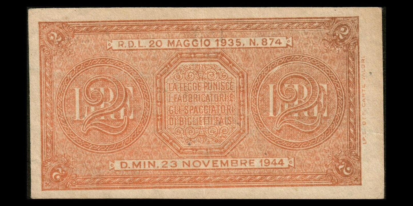 ITALIE - ITALY - 2 Lire 1944 P.30a SUP / XF