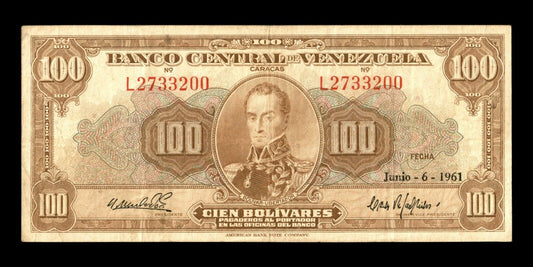 VENEZUELA - 100 Bolivares 1961 P.34d TB+ / F+