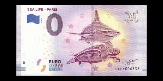 BILLET EURO SOUVENIR TOURISTIQUE 0€ 2019-2 SEA LIFE - PARIS NEUF / UNC