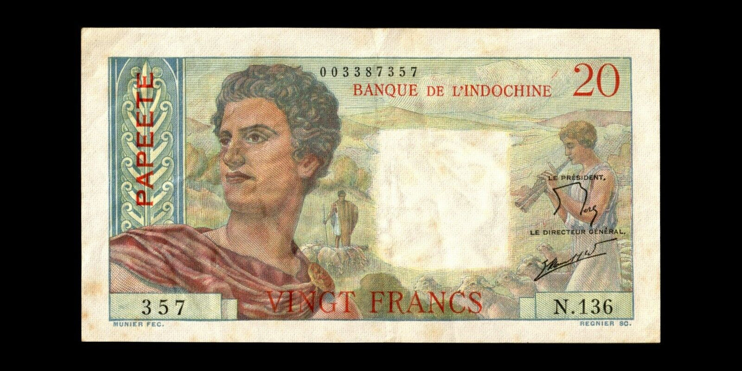 TAHITI - 20 Francs (1963) P.21c TTB / VF