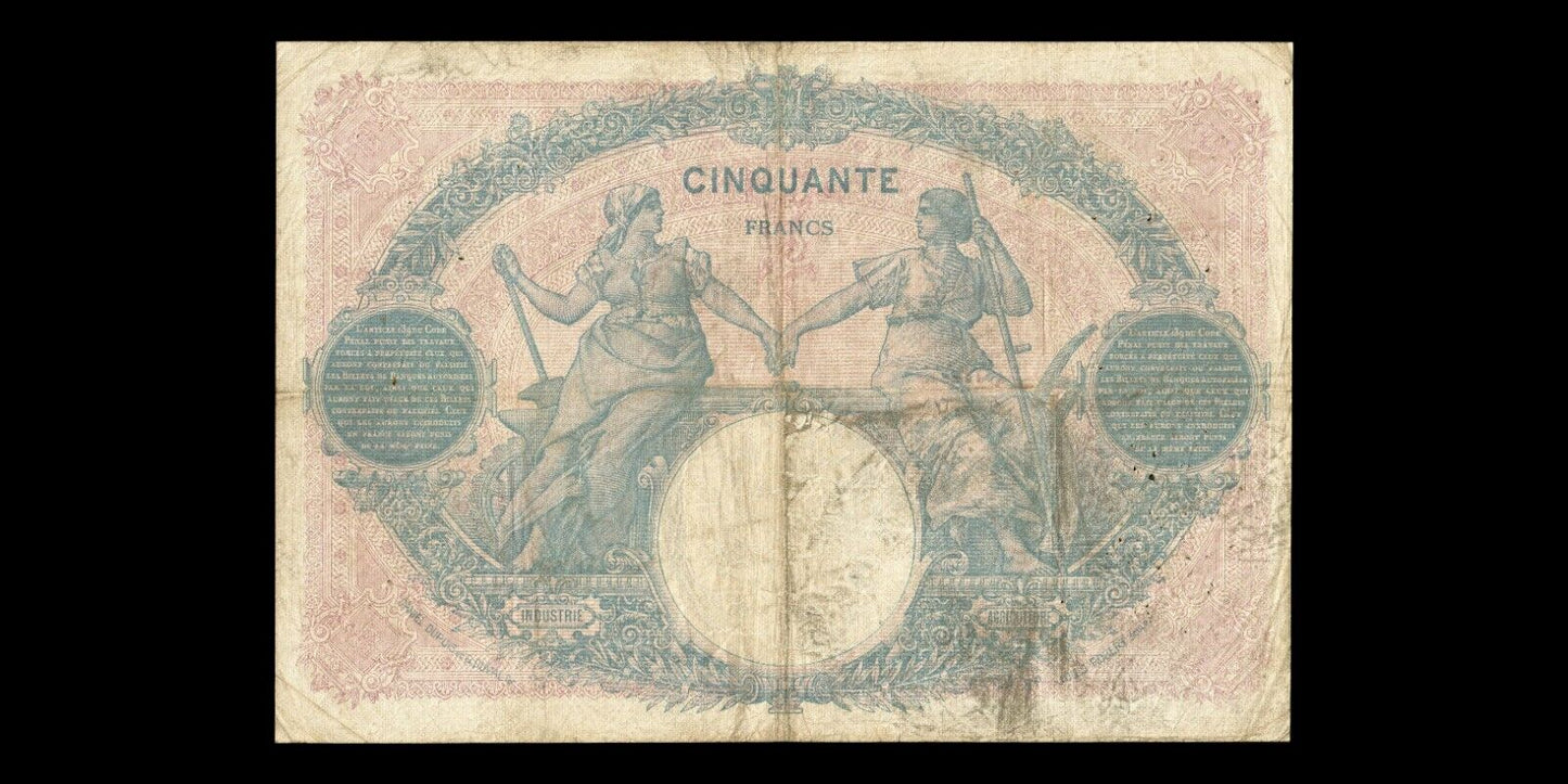 FRANCE - 50 Francs Bleu et Rose 1918 F.14.31, P.64e TB / Fine