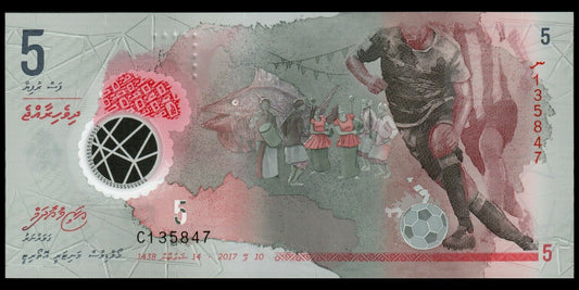 MALDIVES - 5 Rufiyaa 2017 Polymer P.A26 NEUF / UNC