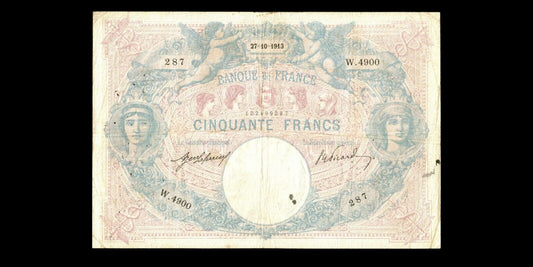 FRANCE - 50 Francs Bleu et Rose 1913 F.14.26, P.64e TB / Fine