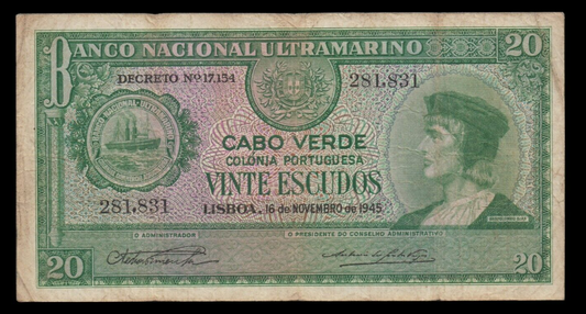 CAP VERT - CAPE VERDE - 20 Escudos 1945 P.43 TB / Fine