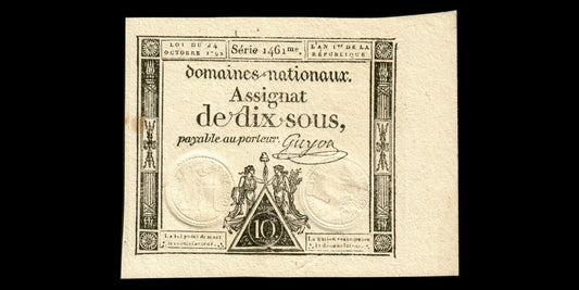 FRANCE - Assignat, 10 Sous 24 octobre 1792 Ass.34a, P.A64a Série 1461 pr.NEUF