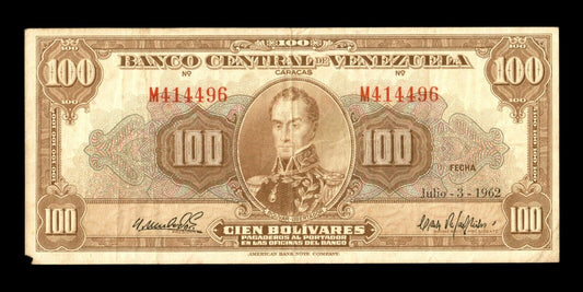 VENEZUELA - 100 Bolivares 1962 P.34d TB+ / F+