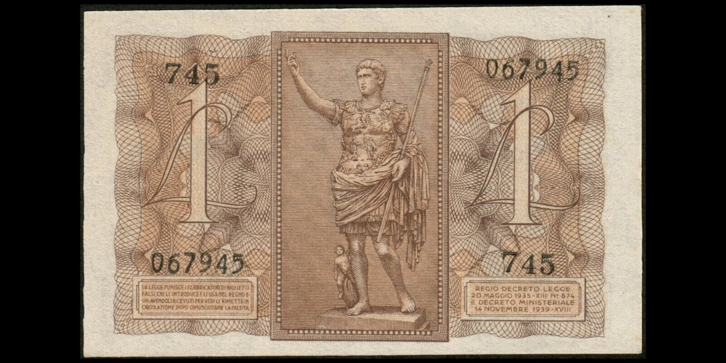 ITALIE - ITALY - 1 Lire 1939 P.26 SPL / AU