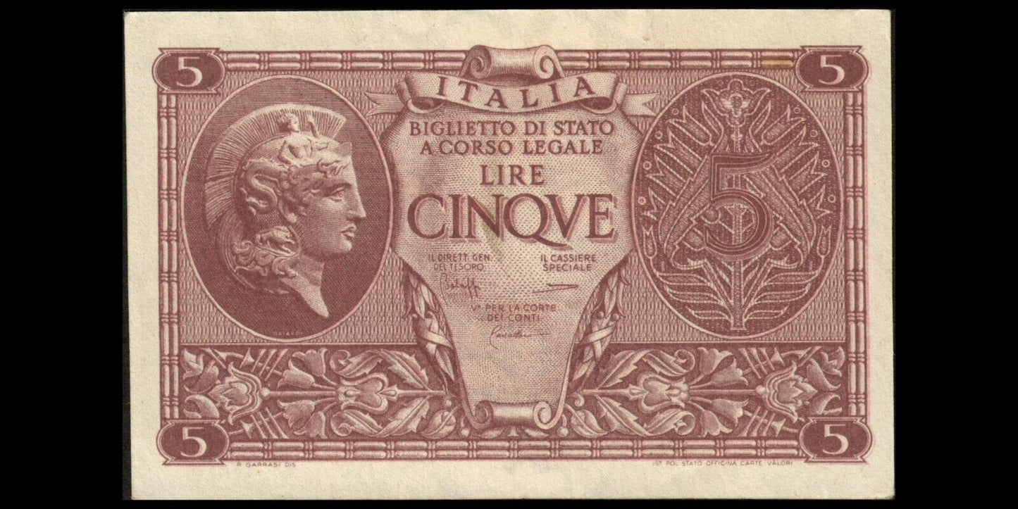 ITALIE - ITALY - 5 Lire 1944 P.31c SUP+ / XF+