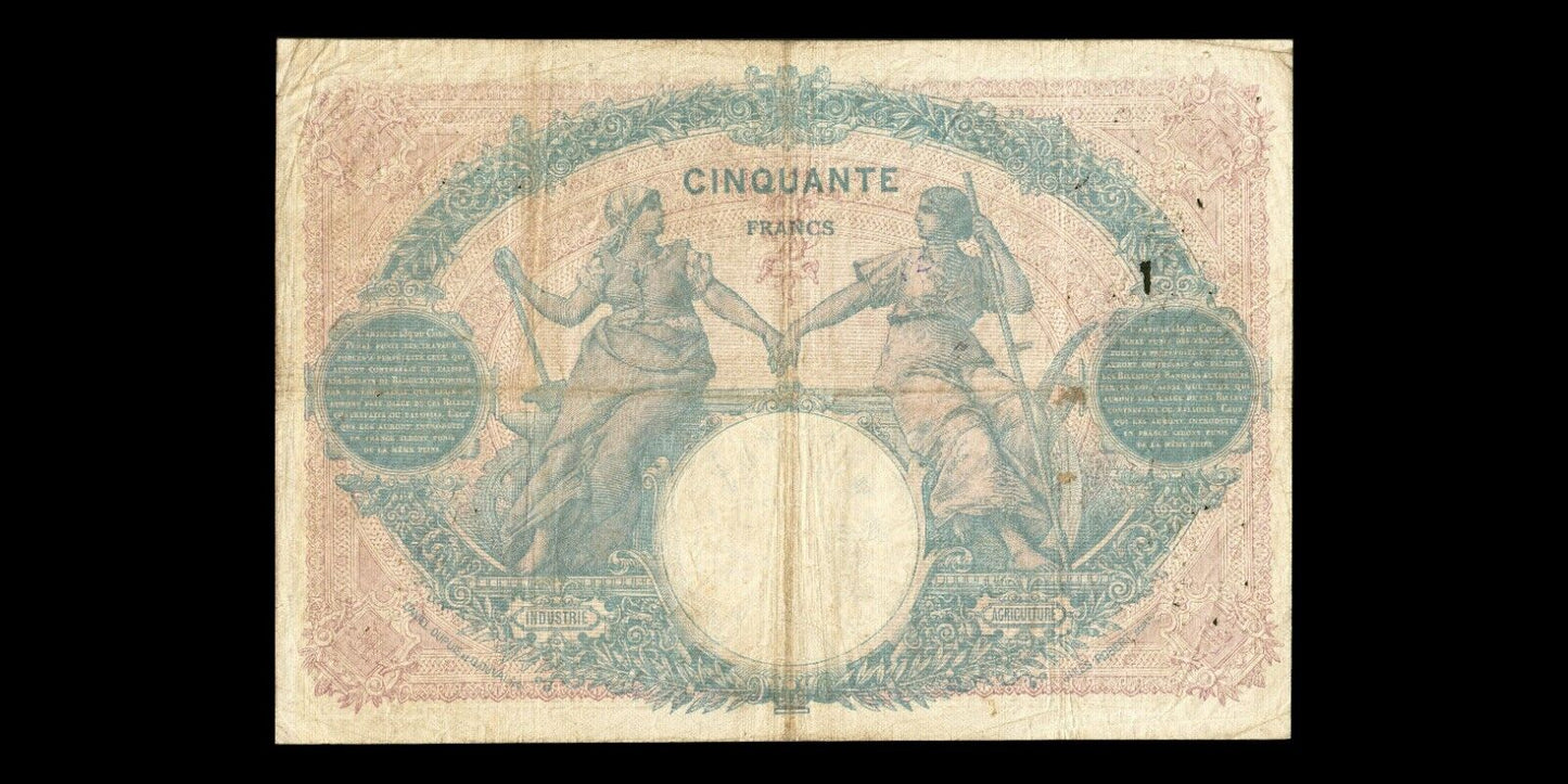 FRANCE - 50 Francs Bleu et Rose 1917 F.14.30, P.64e TB / Fine