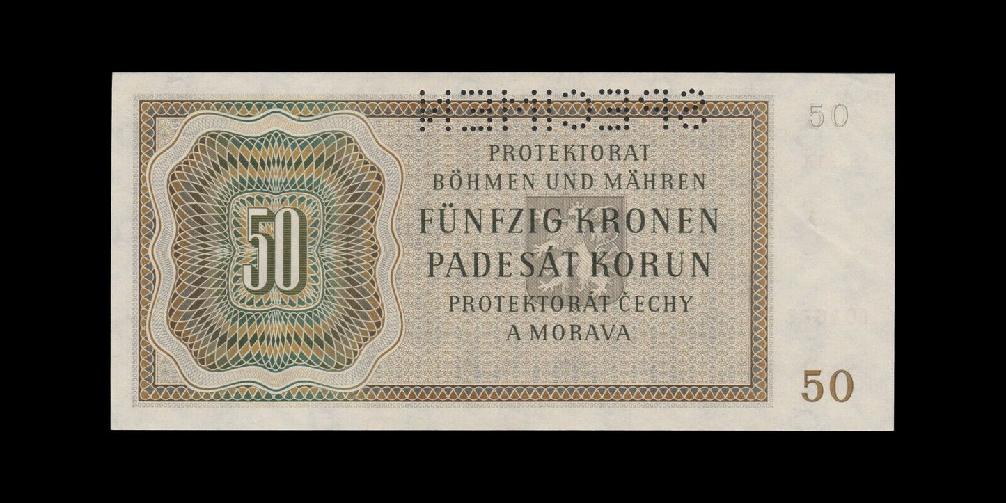 BOHÈME ET MORAVIE - BOHEMIA - 50 Korun Specimen 1944 P.10s pr.NEUF / UNC-