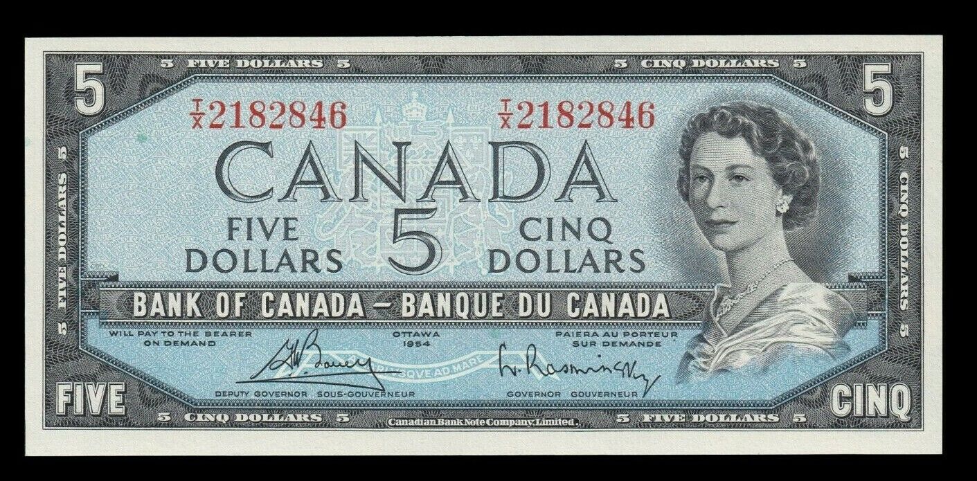 CANADA - 5 Dollars 1954 P.77c BC-39c Bouey, Rasminsky SPL+ / AU+