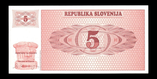 SLOVÉNIE - SLOVENIA - 5 Tolarjev 1990 P.3a NEUF / UNC