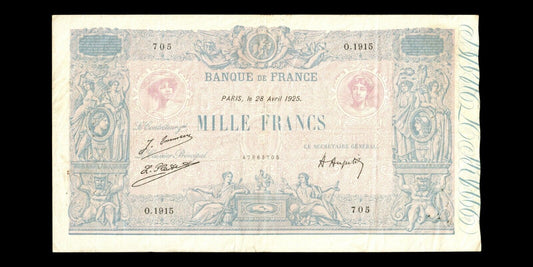 FRANCE - 1000 Francs Bleu et Rose 1925 F.36.41, P.67j TTB / VF