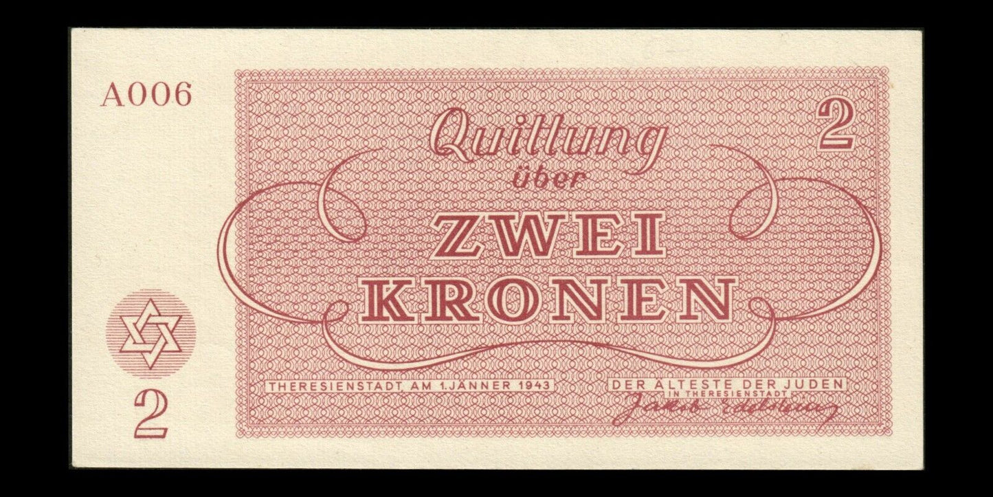 Theresienstadt Ghetto - 2 Kronen 1943 NEUF / UNC