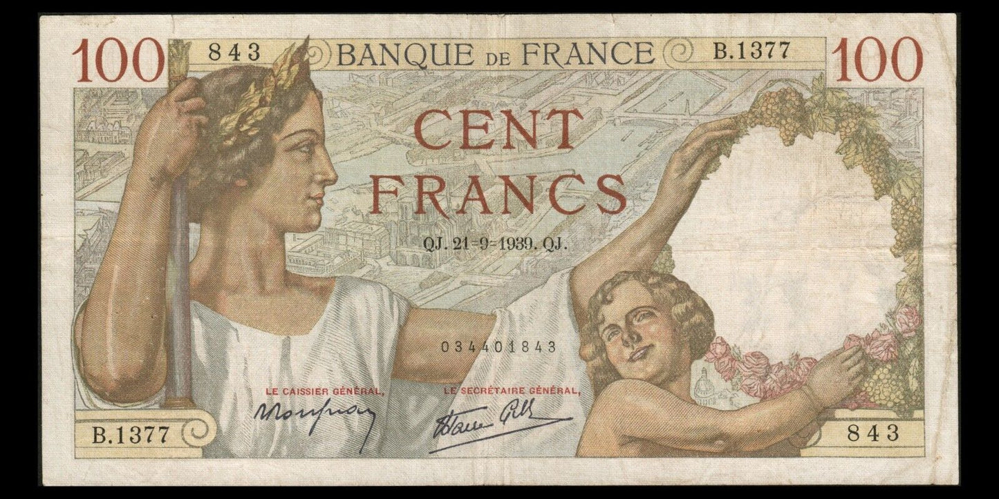 FRANCE - 100 Francs Sully 1939 F.26.07, P.94 TB / Fine