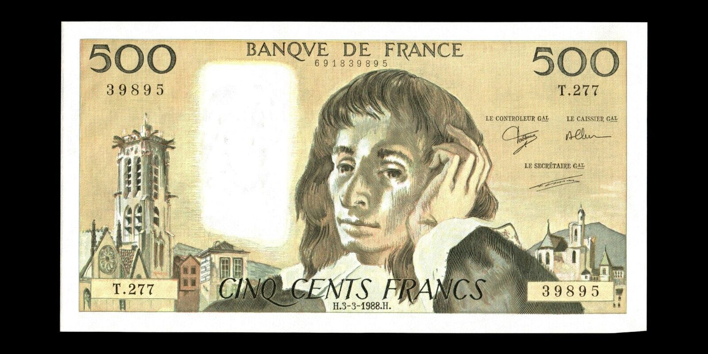 FRANCE - 500 Francs Pascal 1988 F.71.38 P.156g pr.NEUF / UNC-