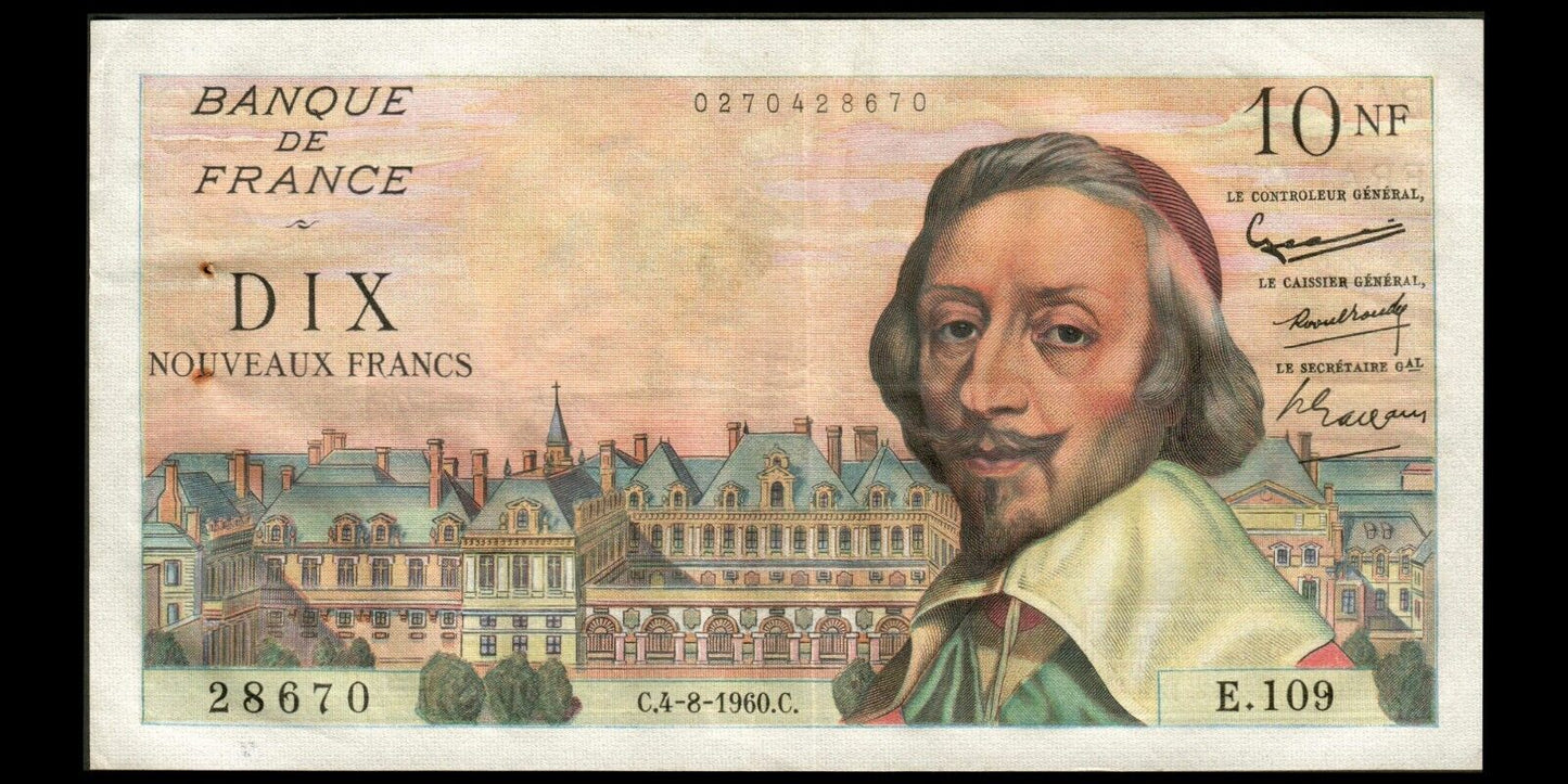 FRANCE - 10 Nouveaux Francs Richelieu 1960 F.57.09, P.142a TTB / VF