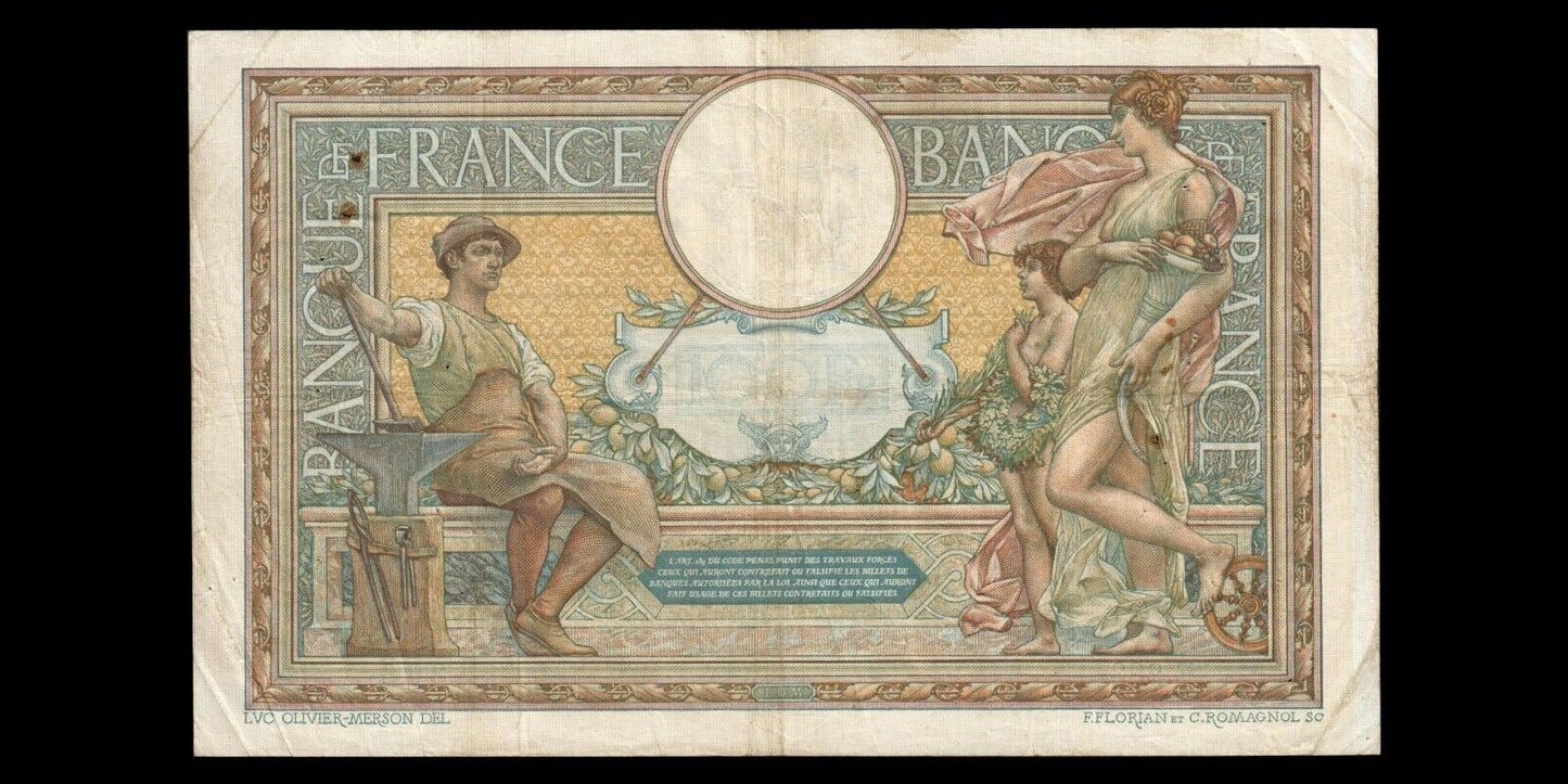 FRANCE - 100 Francs Merson avec LOM 1908 F.22.01, P.69 TB / Fine