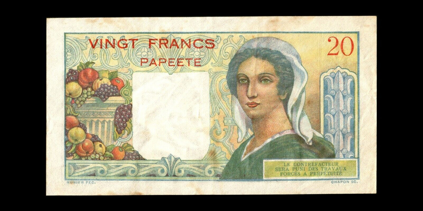 TAHITI - 20 Francs (1963) P.21c TTB / VF