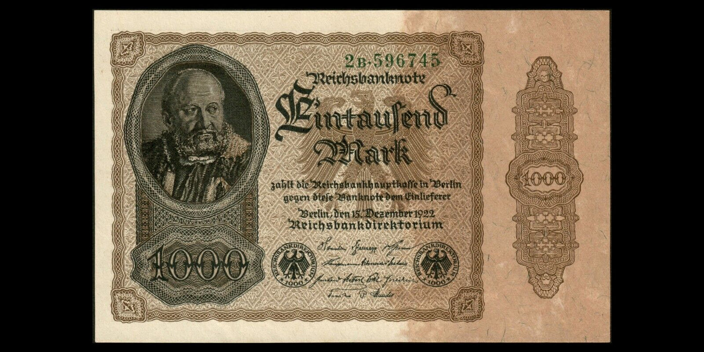 ALLEMAGNE - GERMANY - 1000 Mark 1922 P.82a NEUF / UNC